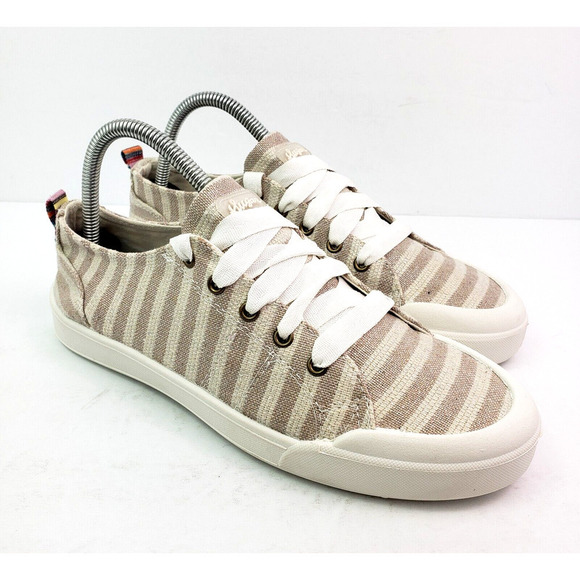 Sugar Festival Womens Size 8.5 Nat Met Stripe Lace Up Casual Sneaker Shoes - Picture 1 of 14